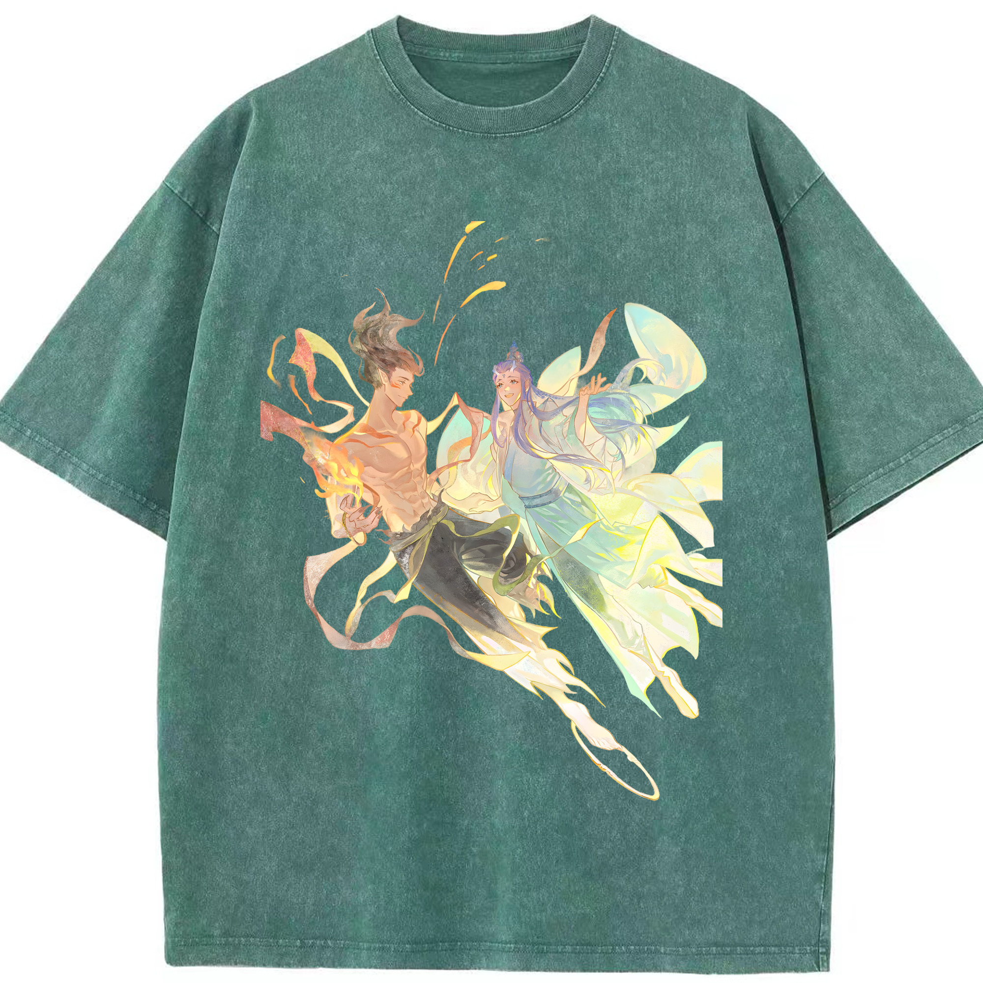 （画像用） Ne Zha 2 ナタ 魔童の大暴れ 綿100% ヴィンテージ風 半袖Tシャツ（フロントプリント）